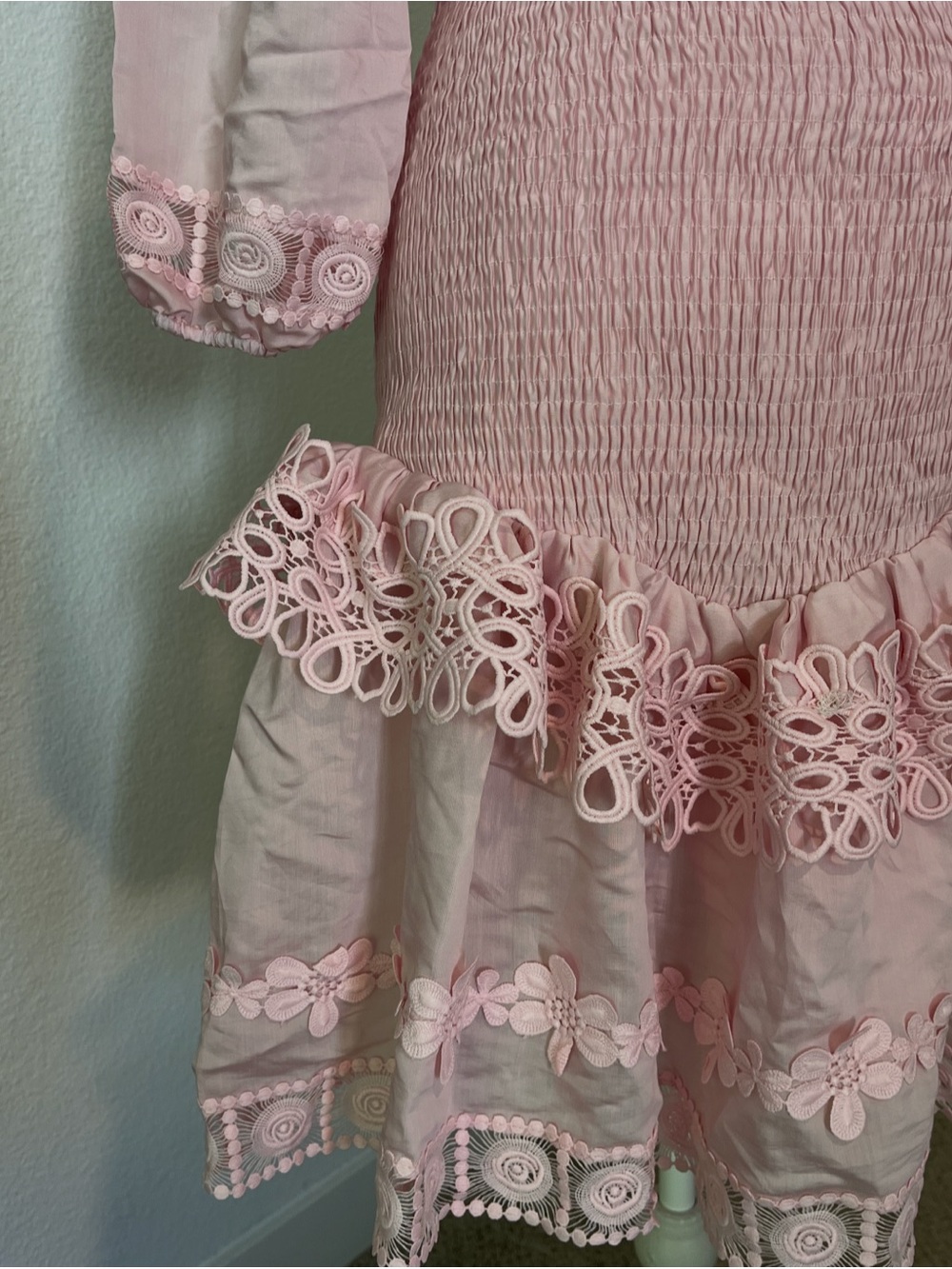 Zimmermann Blush Pink Off-Shoulder Lace-Trim Midi Dress - Picture 4 of 8